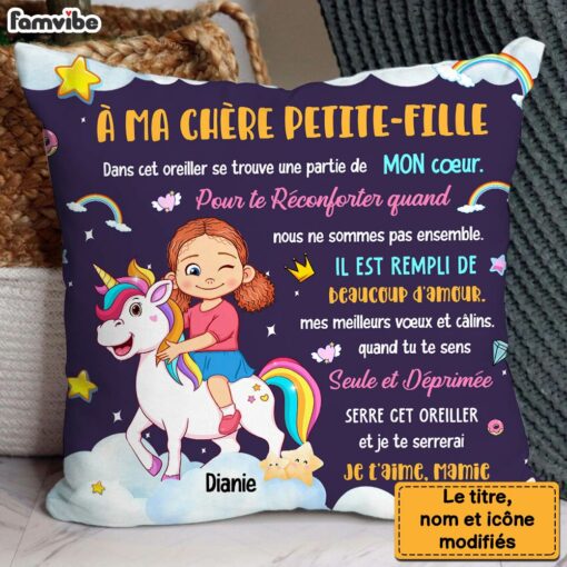 Personalized Gift For Granddaughter Unicorn French Pillow