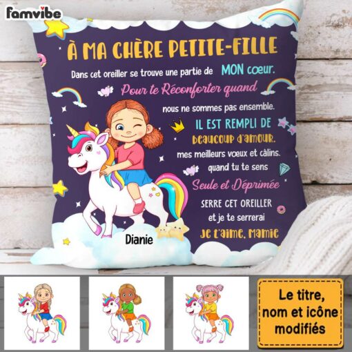 Personalized Gift For Granddaughter Unicorn French Pillow