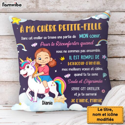 Personalized Gift For Granddaughter Unicorn French Pillow