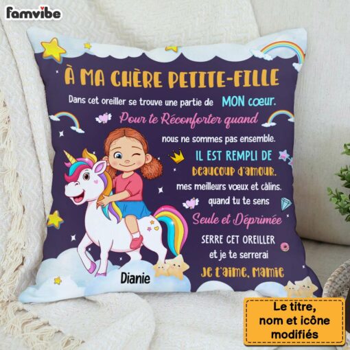 Personalized Gift For Granddaughter Unicorn French Pillow