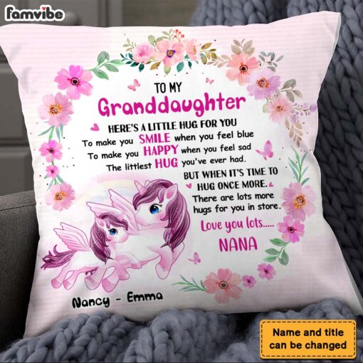 Personalized Gift For Granddaughter Unicorn Hug This Pillow