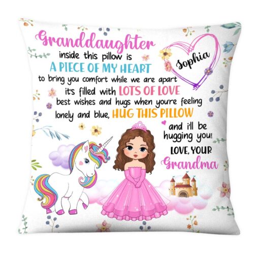 Personalized Gift For Granddaughter Unicorn Princess Pillow