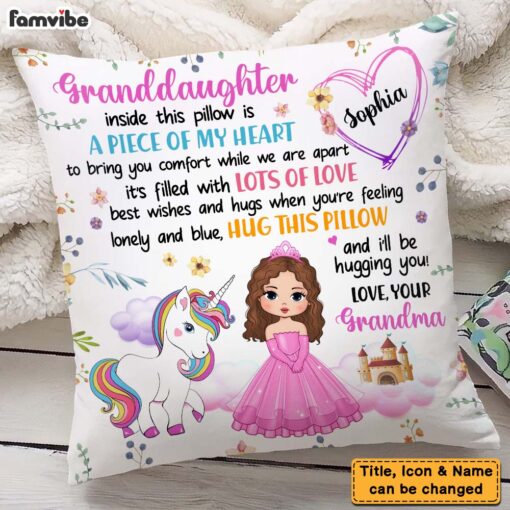 Personalized Gift For Granddaughter Unicorn Princess Pillow