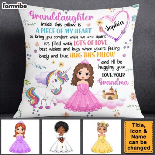 Personalized Gift For Granddaughter Unicorn Princess Pillow