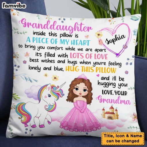 Personalized Gift For Granddaughter Unicorn Princess Pillow