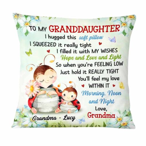 Personalized Gift For Granddaughter Watercolor Ladybug Pillow