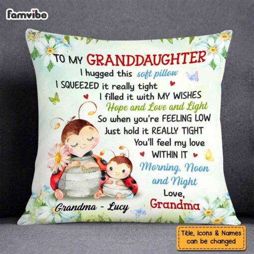 Personalized Gift For Granddaughter Watercolor Ladybug Pillow