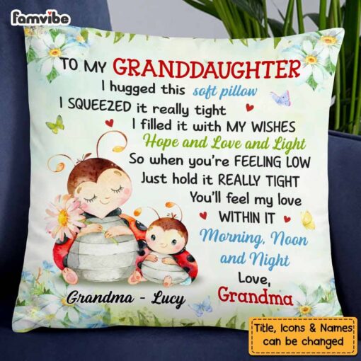 Personalized Gift For Granddaughter Watercolor Ladybug Pillow