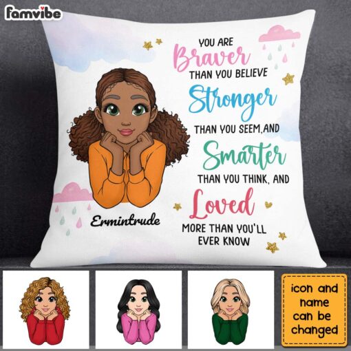 Personalized Gift For Granddaughter You Are Braver Than You Believe Pillow