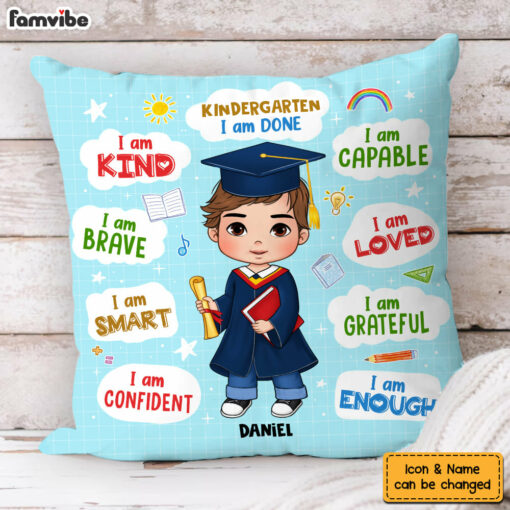 Personalized Gift For Grandkids I Am Done Kindergarten Pillow