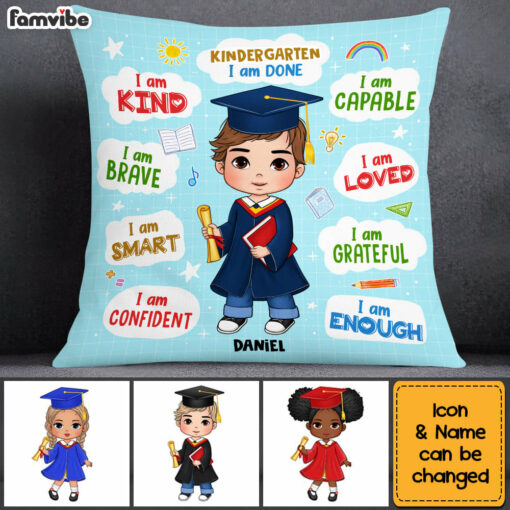 Personalized Gift For Grandkids I Am Done Kindergarten Pillow