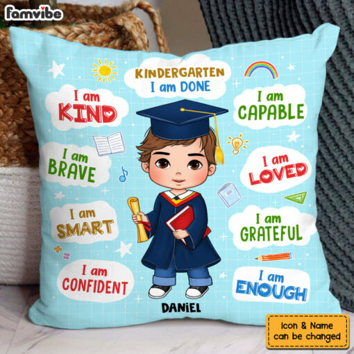 Personalized Gift For Grandkids I Am Done Kindergarten Pillow