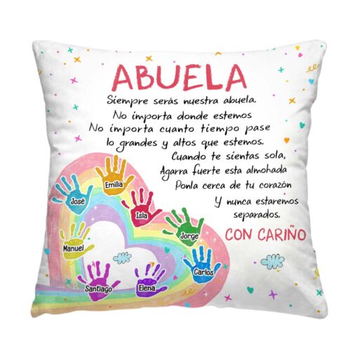 Personalized Gift For Grandma Abuela Spanish Handprints Pillow