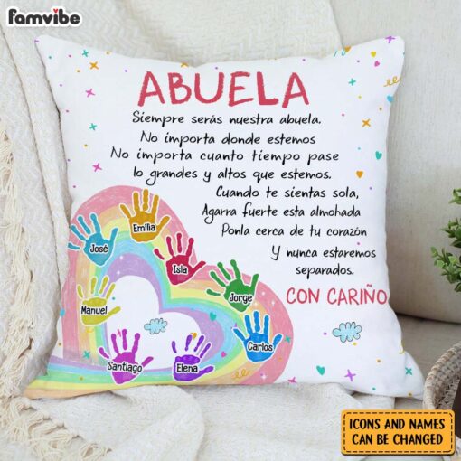 Personalized Gift For Grandma Abuela Spanish Handprints Pillow