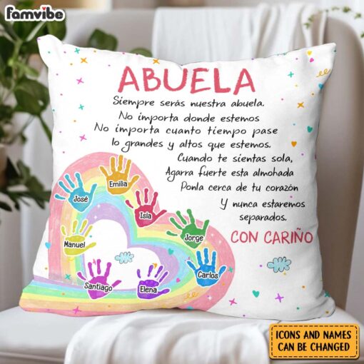 Personalized Gift For Grandma Abuela Spanish Handprints Pillow