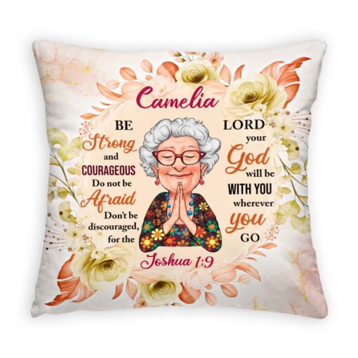 Personalized Gift For Grandma Be Strong God Pillow