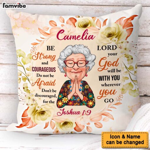 Personalized Gift For Grandma Be Strong God Pillow