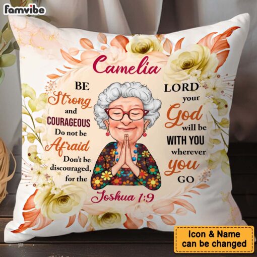 Personalized Gift For Grandma Be Strong God Pillow