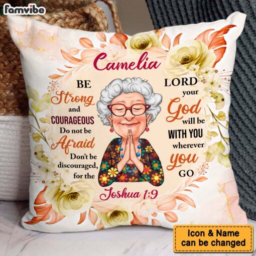 Personalized Gift For Grandma Be Strong God Pillow