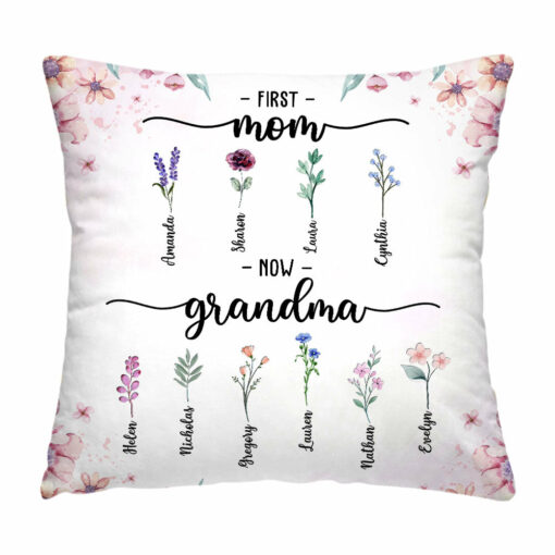 Personalized Gift For Grandma Birth Flowers Pillow