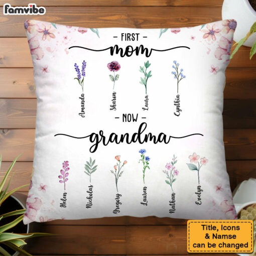 Personalized Gift For Grandma Birth Flowers Pillow