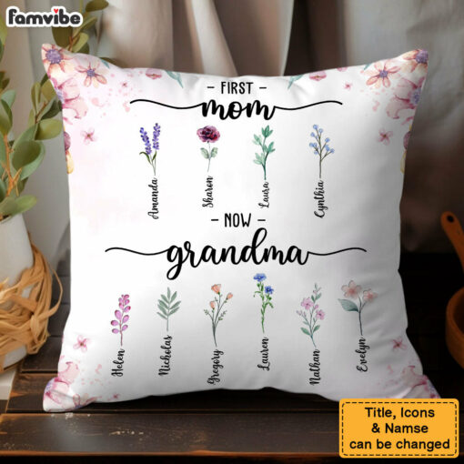 Personalized Gift For Grandma Birth Flowers Pillow