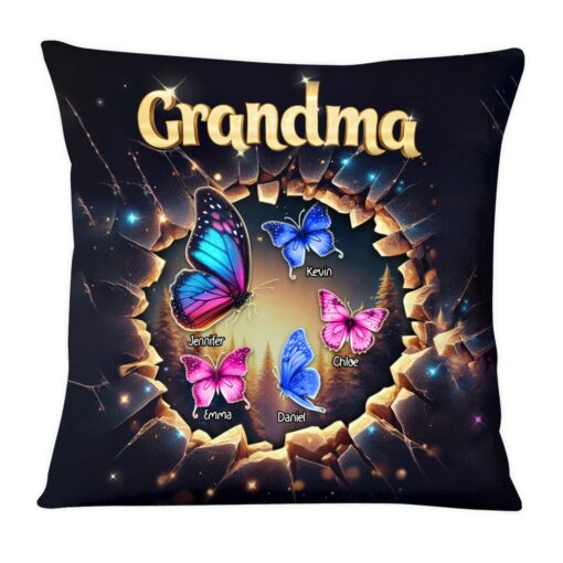 Personalized Gift For Grandma Butterfly 3D Effect Pillow