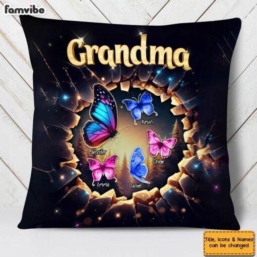 Personalized Gift For Grandma Butterfly 3D Effect Pillow