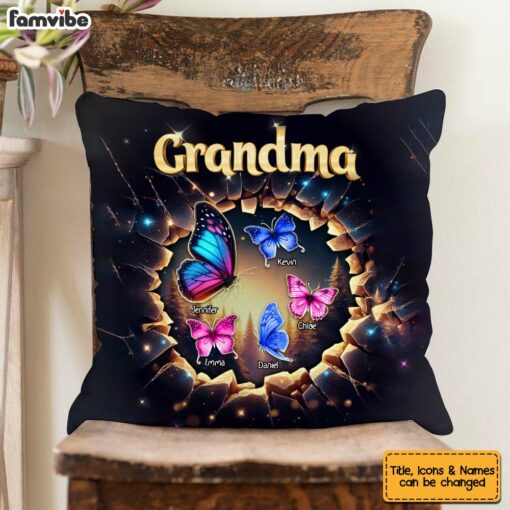 Personalized Gift For Grandma Butterfly 3D Effect Pillow