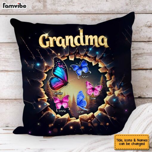 Personalized Gift For Grandma Butterfly 3D Effect Pillow