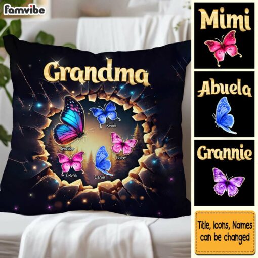 Personalized Gift For Grandma Butterfly 3D Effect Pillow