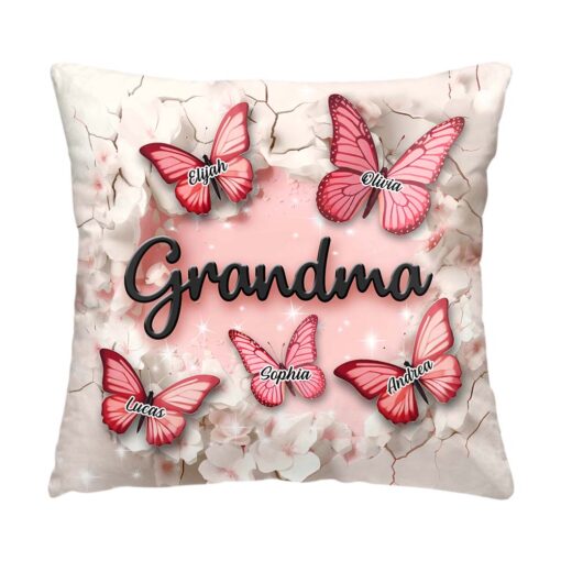 Personalized Gift For Grandma Crack In A Wall Butterfly Print Pillow