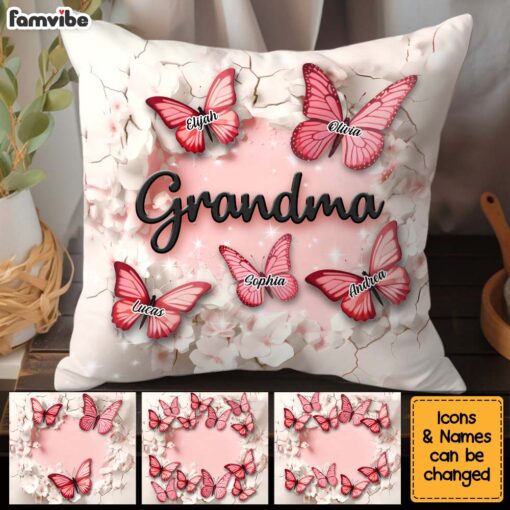 Personalized Gift For Grandma Crack In A Wall Butterfly Print Pillow