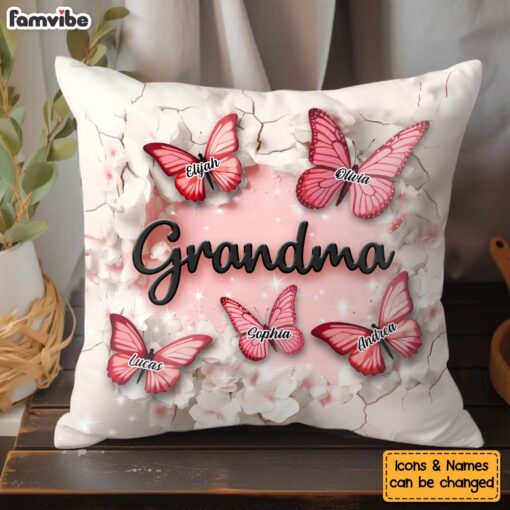 Personalized Gift For Grandma Crack In A Wall Butterfly Print Pillow