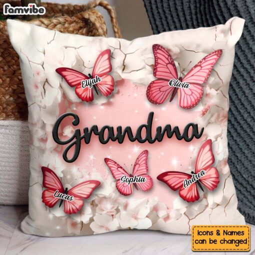 Personalized Gift For Grandma Crack In A Wall Butterfly Print Pillow