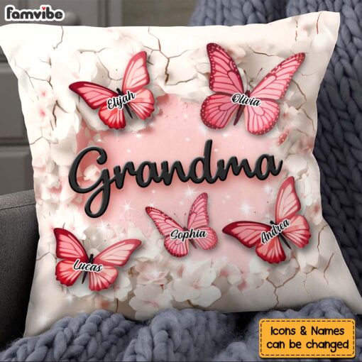 Personalized Gift For Grandma Crack In A Wall Butterfly Print Pillow