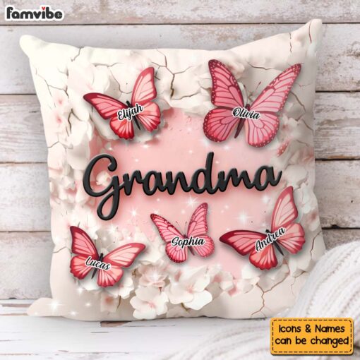 Personalized Gift For Grandma Crack In A Wall Butterfly Print Pillow