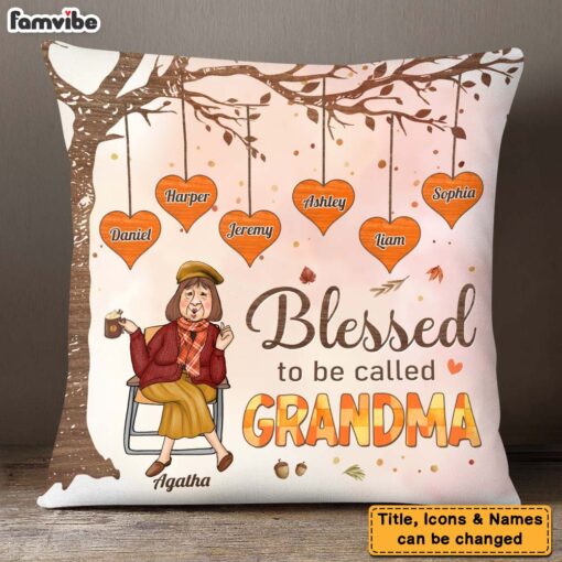 Personalized Gift For Grandma Fall Pillow