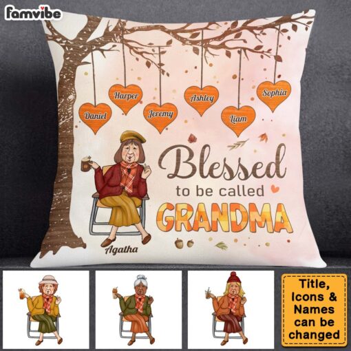 Personalized Gift For Grandma Fall Pillow