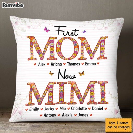 Personalized Gift For Grandma First Now Pillow