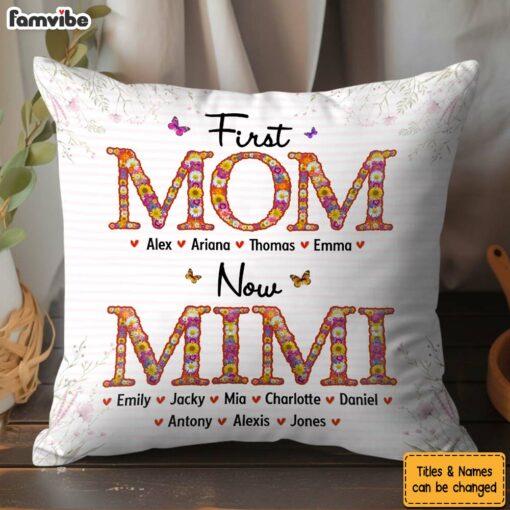 Personalized Gift For Grandma First Now Pillow