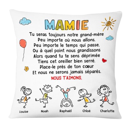 Personalized Gift For Grandma French Mamie Doodle Pillow