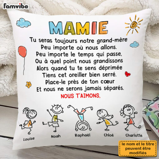 Personalized Gift For Grandma French Mamie Doodle Pillow