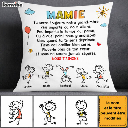 Personalized Gift For Grandma French Mamie Doodle Pillow