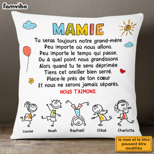 Personalized Gift For Grandma French Mamie Doodle Pillow