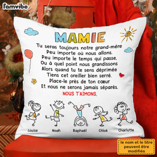 Personalized Gift For Grandma French Mamie Doodle Pillow