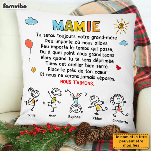 Personalized Gift For Grandma French Mamie Doodle Pillow