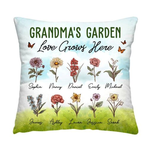 Personalized Gift For Grandma Garden Love Grow Here Pillow