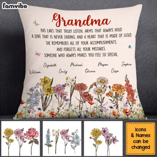 Personalized Gift For Grandma Garden Pillow