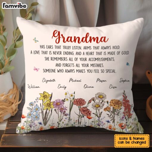 Personalized Gift For Grandma Garden Pillow